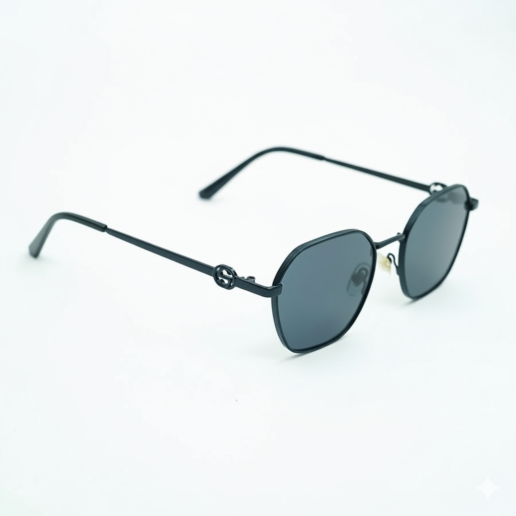 Hexagonal Black Sunglasses