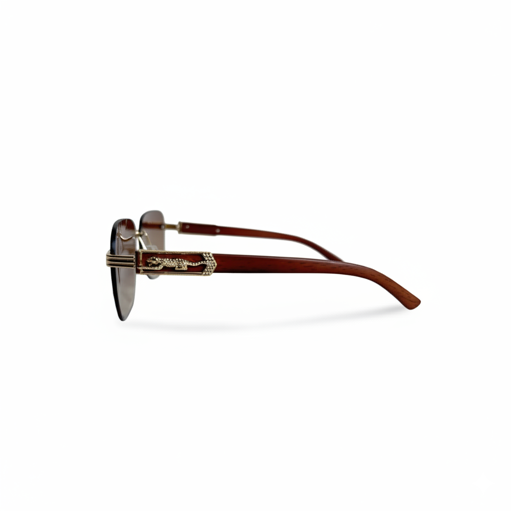 Retro Cheetah Sunglasses Wood Grain & Trendy Look