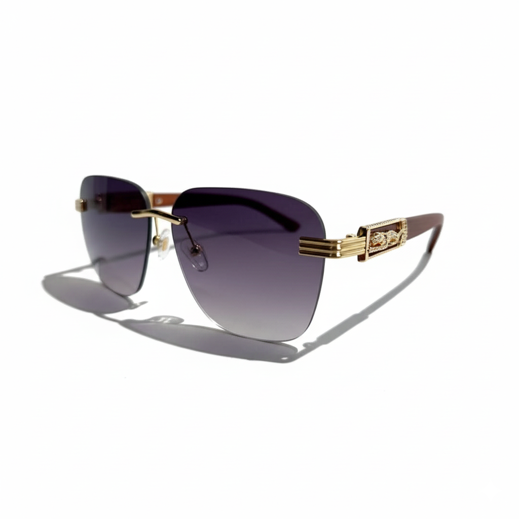 Retro Cheetah Sunglasses Wood Grain & Trendy Look