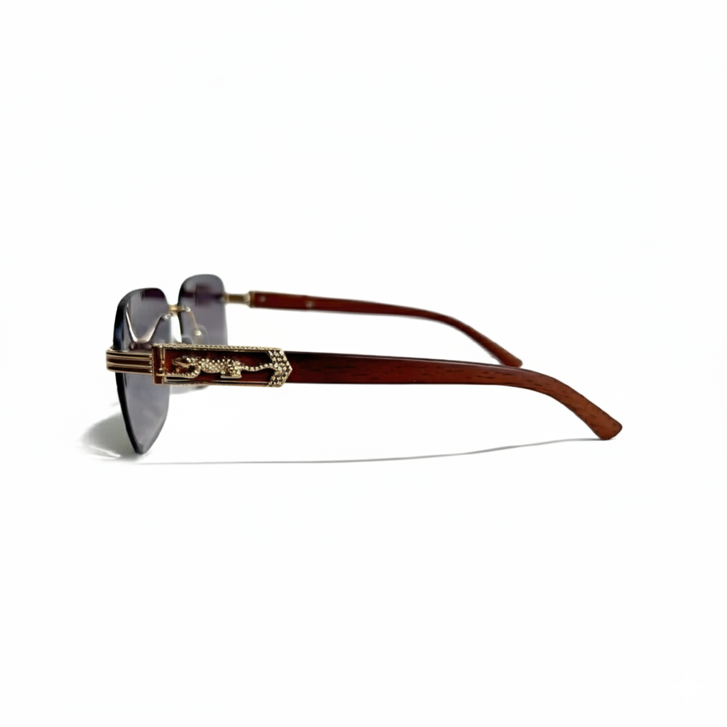 Retro Cheetah Sunglasses Wood Grain & Trendy Look