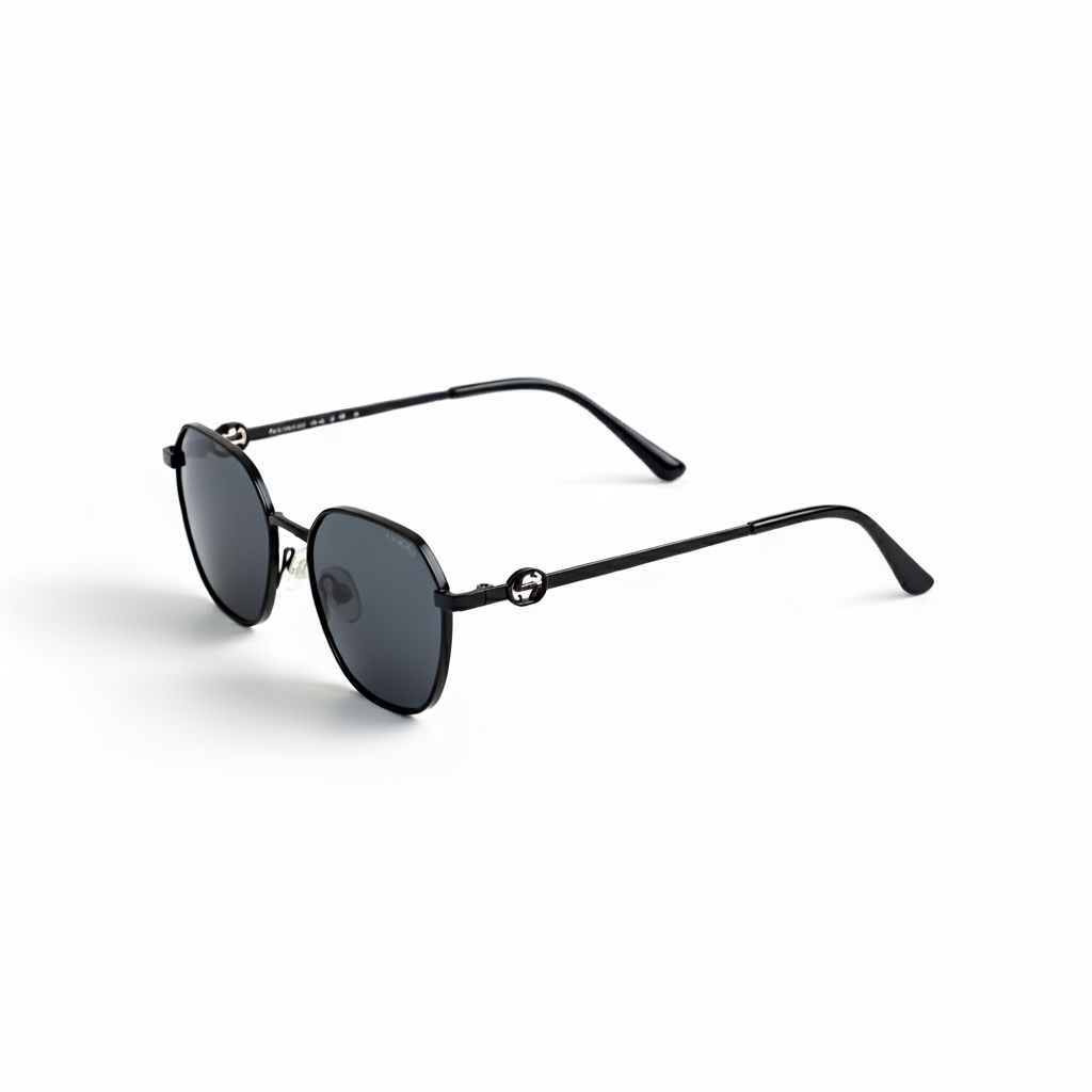 Hexagonal Black Sunglasses