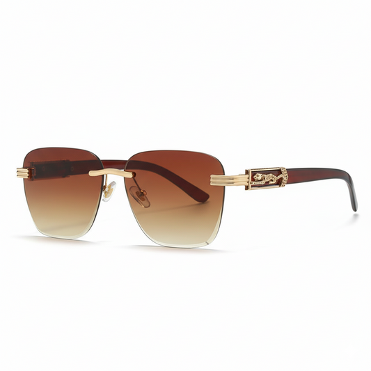 Retro Cheetah Sunglasses Wood Grain & Trendy Look