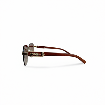 Retro Cheetah Sunglasses Wood Grain & Trendy Look