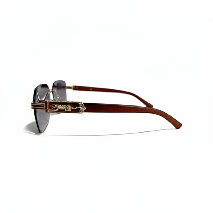 Retro Cheetah Sunglasses Wood Grain & Trendy Look